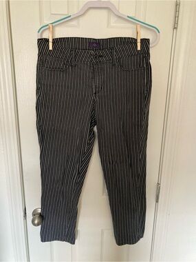 Black Pinstripe Women's Pants - Classic Straight Fit